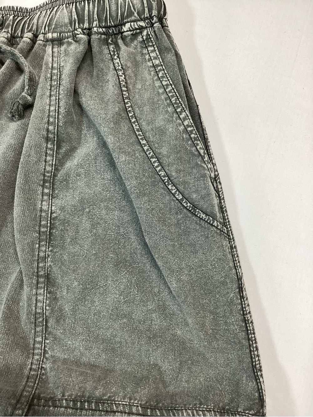 easel Washed Gray Wide Drawstring Jogger Knit Skirt - Picture 3 of 10